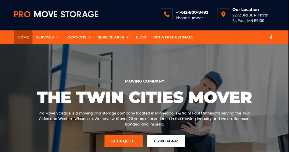 Pro Move Storage website project